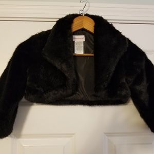 Girls faux fur black jacket